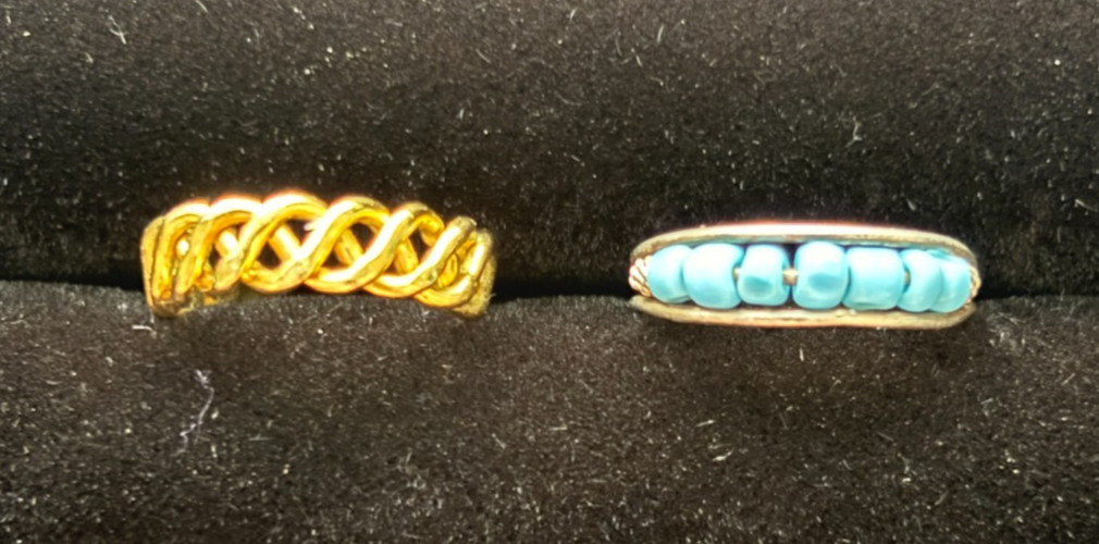 Toe Rings Lot of 2 Gold Tone Silver Turquoise Adjustable Summer