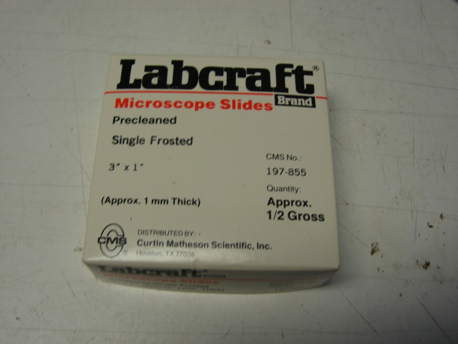 Labcraft Microscope Slides Single Frosted 3" x 1" 197-855 aprox 1/2 Gross