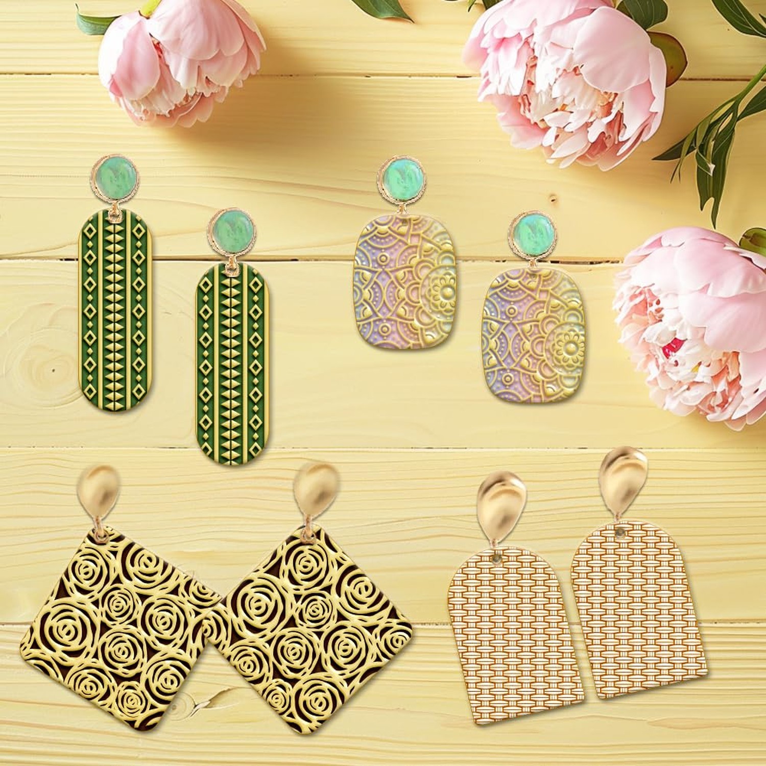 4PCS Polymer Clay Texture Sheets Set for Using with Clay Cutters, Boho Clay T...