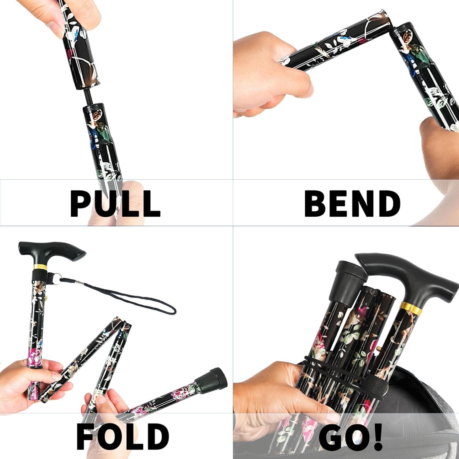 Lightweight Portable Folding Cane with Slip-Resistant Tip - User Friendly Design