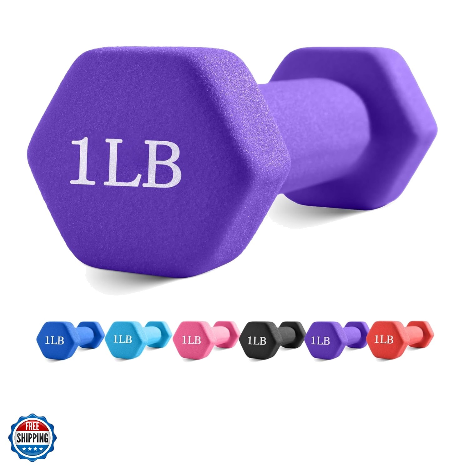 Weights Dumbbells with Neoprene Coating（Single）, 1LB-3LB Anti-Roll, Anti-Slip...