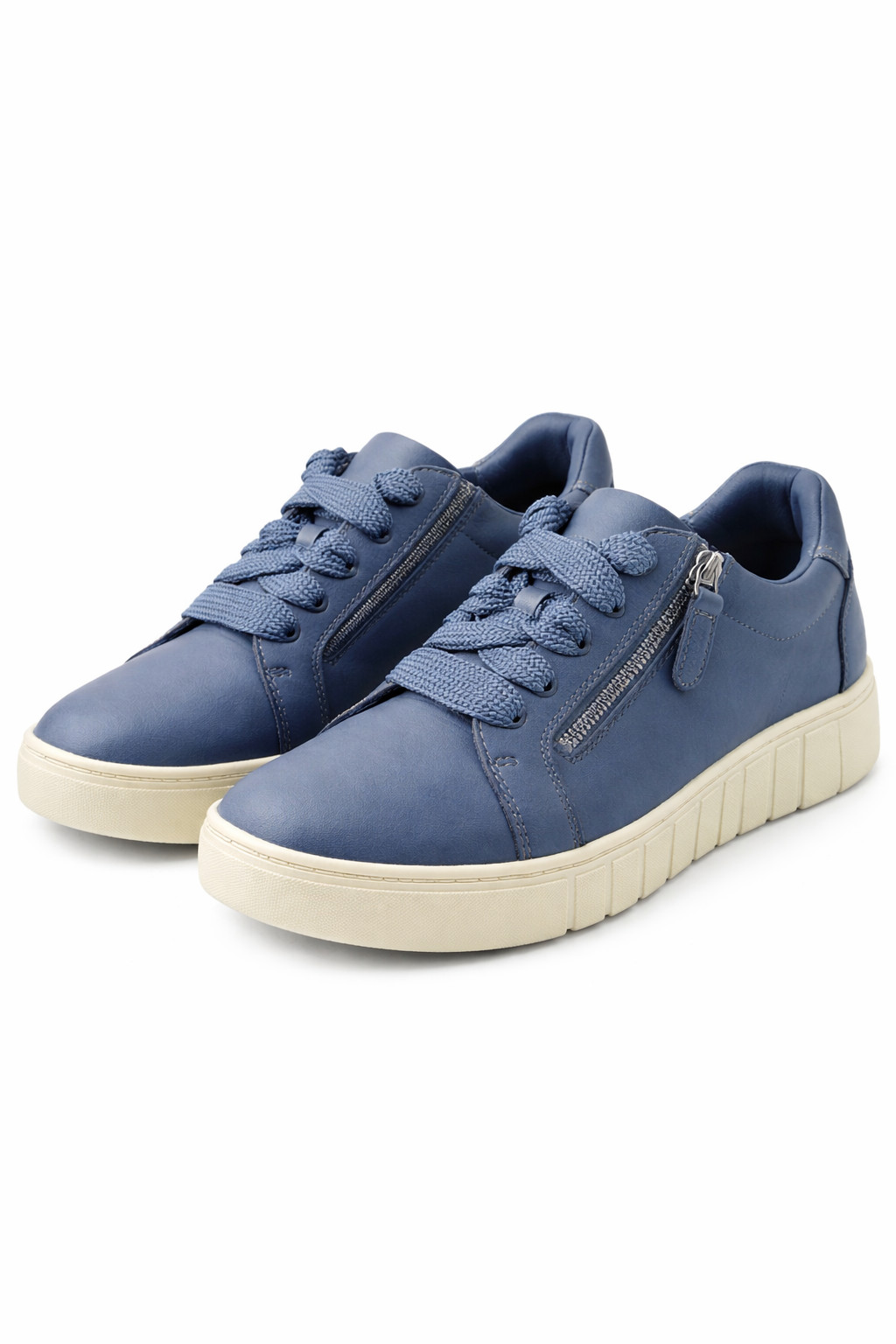 Clarks Mykah Joy Leather Sneaker Women 9.5 Wide Denim Blue Zip Comfort Shoe New