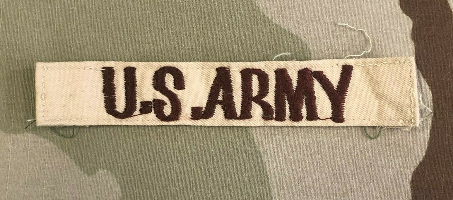 VINTAGE NAME TAPE "US ARMY" TAG DESERT STORM IN COUNTRY MADE