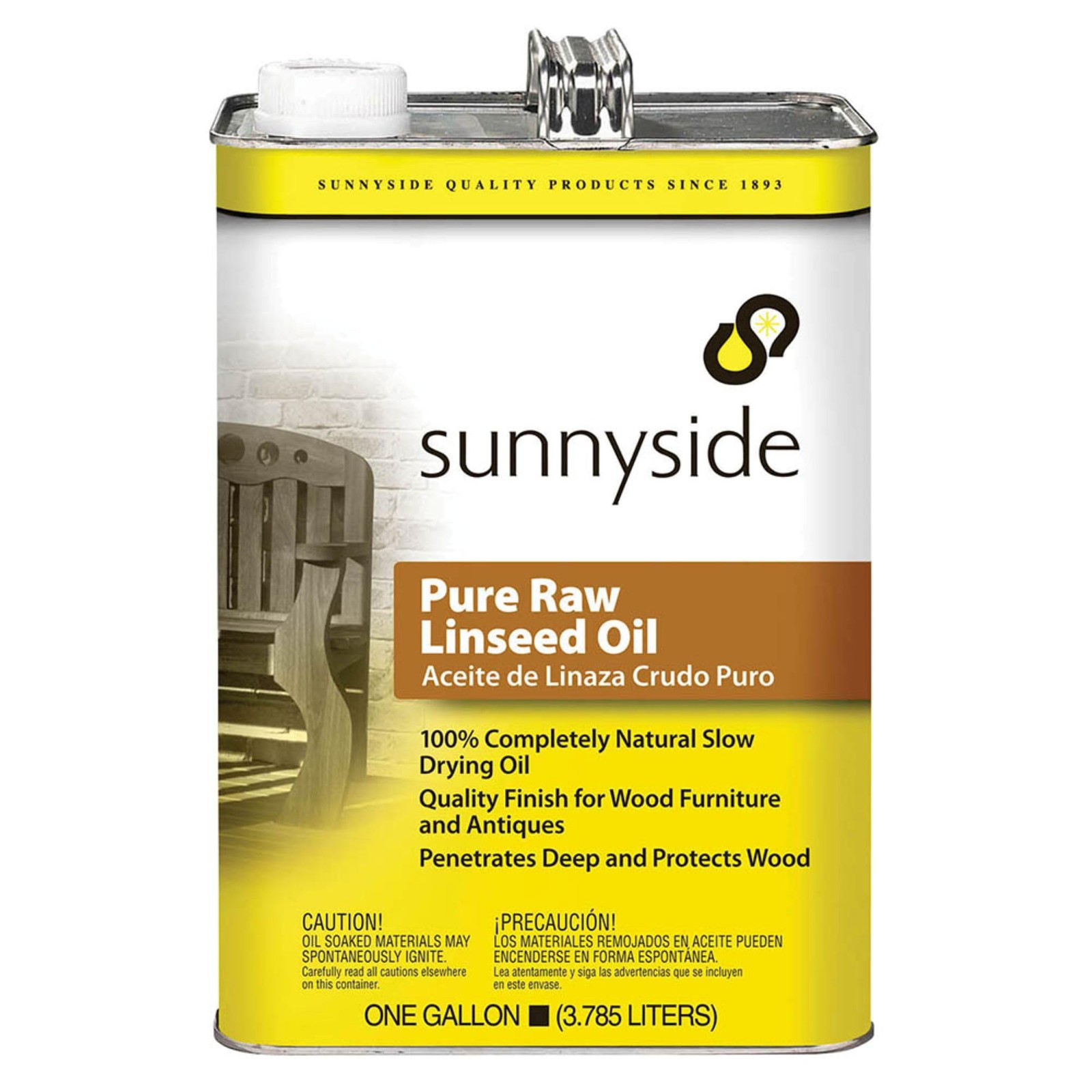 Sunnyside 873G1 Pure Raw Linseed Oil, Gallon - Slow Dry, Water Repellent