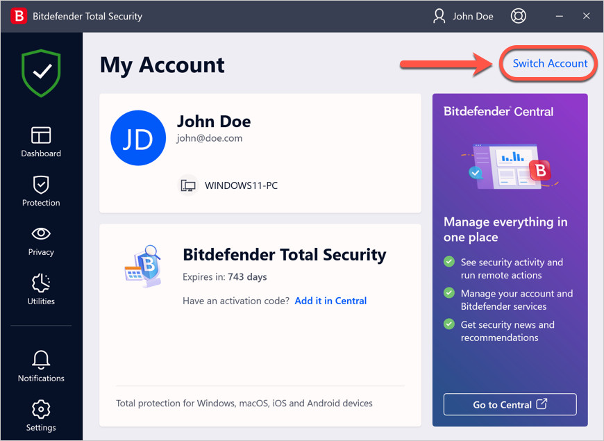 Bitdefender Total Security - 3 Year 5 Devices Activation - LATEST VERSION