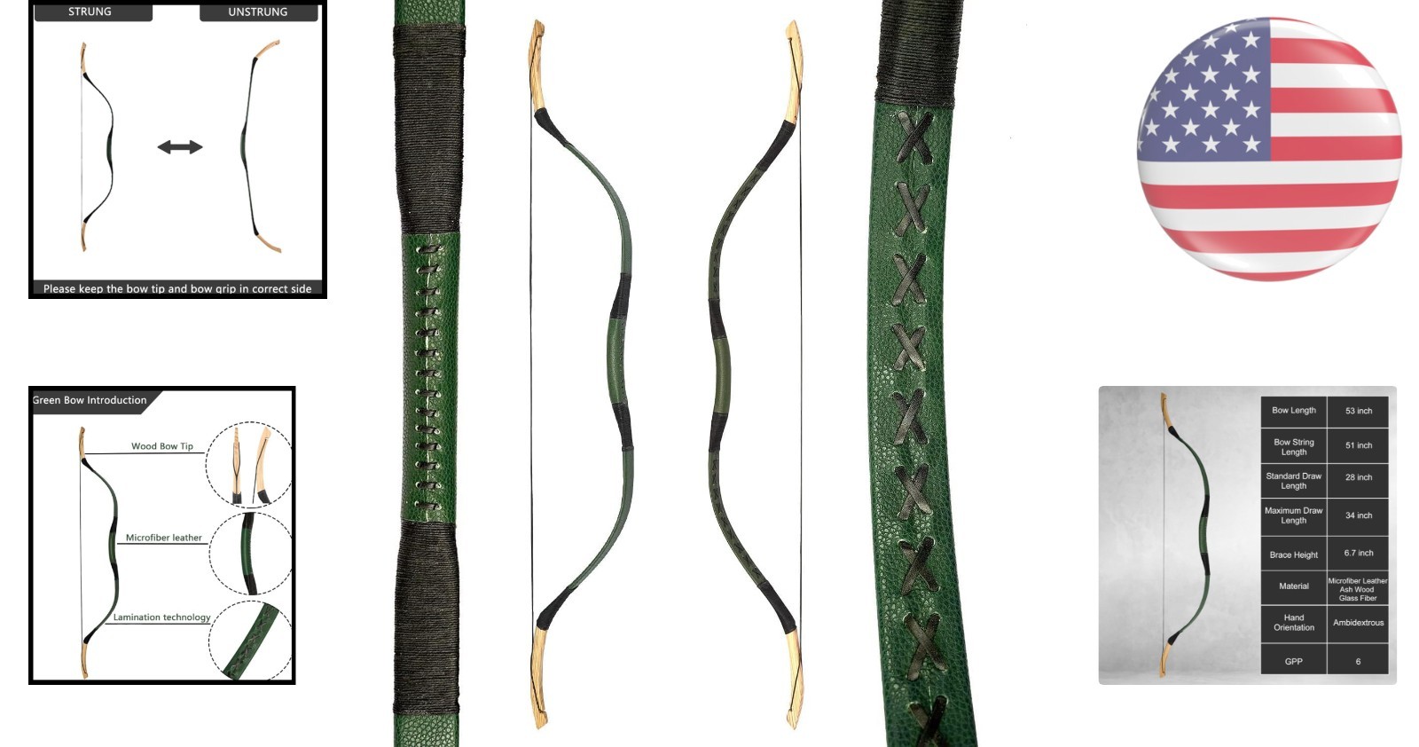 Versatile AF 53" Fiberglass Bow - Comfortable Precision for Archery Enthusiasts