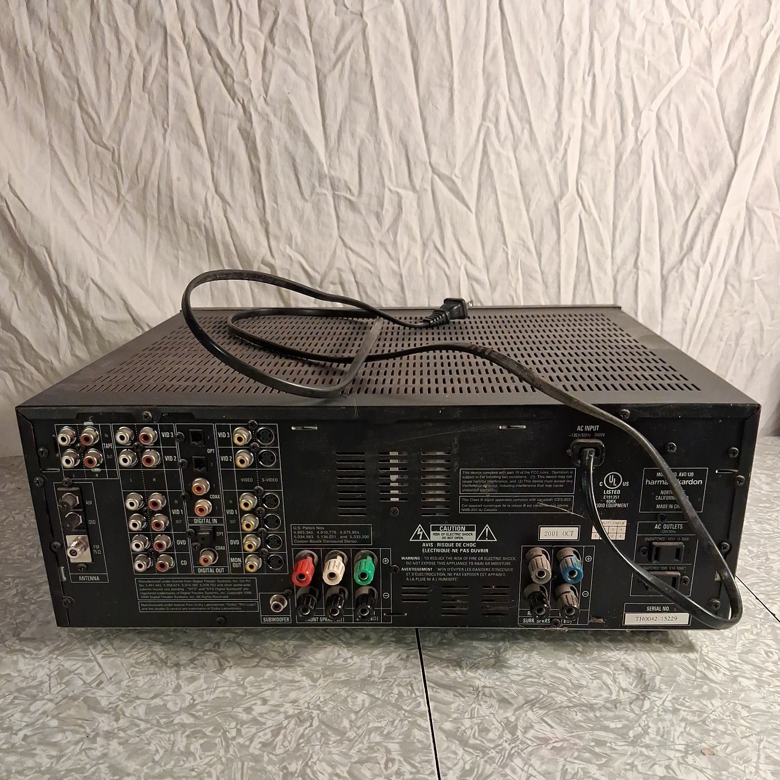 Harman Kardon AVR 120 AUDIO/VIDEO Receiver 200W - Untested As Is - Powers On