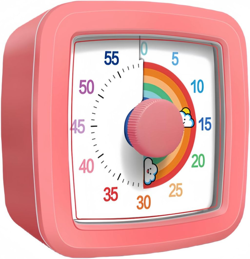 Visual Timer for Kids Adults, 60-Minute Countdown Timer for Classroom, Kitchen,O