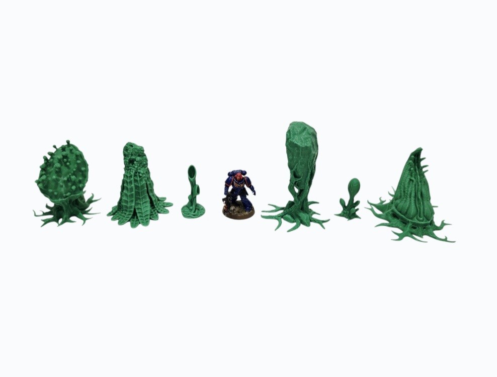 3D Printed Tabletop War Terrain Alien Plants Set E Perfect For 40K / Kill Team