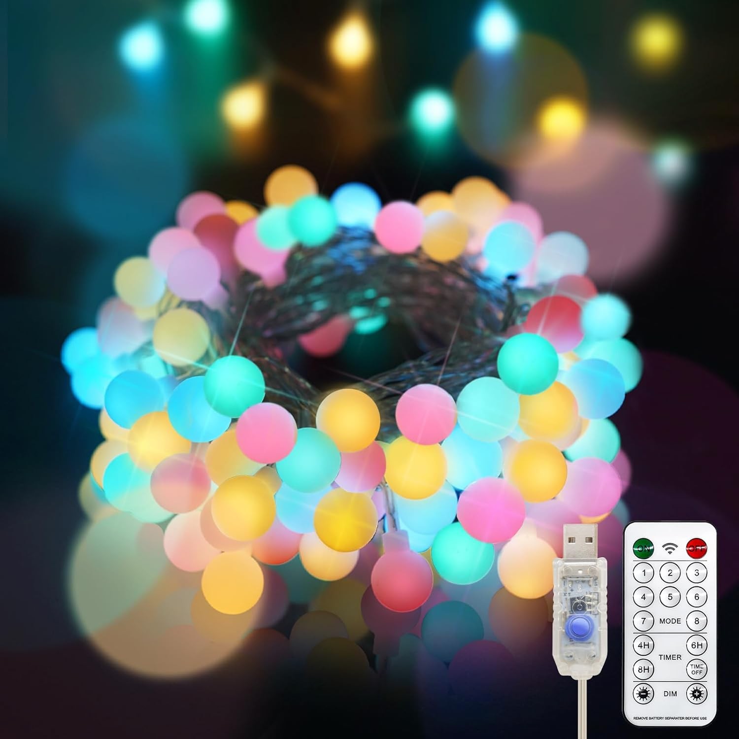 Easter Lights Plug in, 100 Led USB Pastel String Lights with Timer,