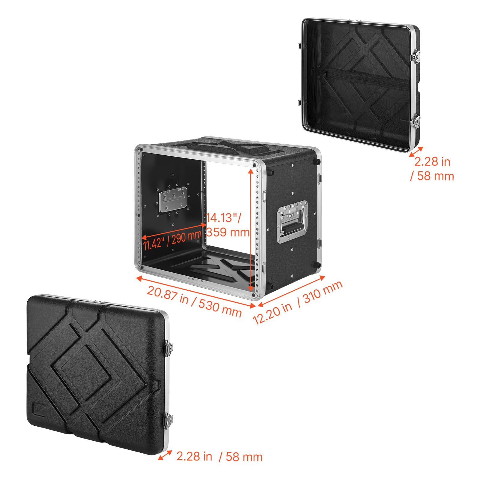 Uimoso 8U Rack Case Server Cabinet,12.2-In Depth Durable ABS with Secure Latches