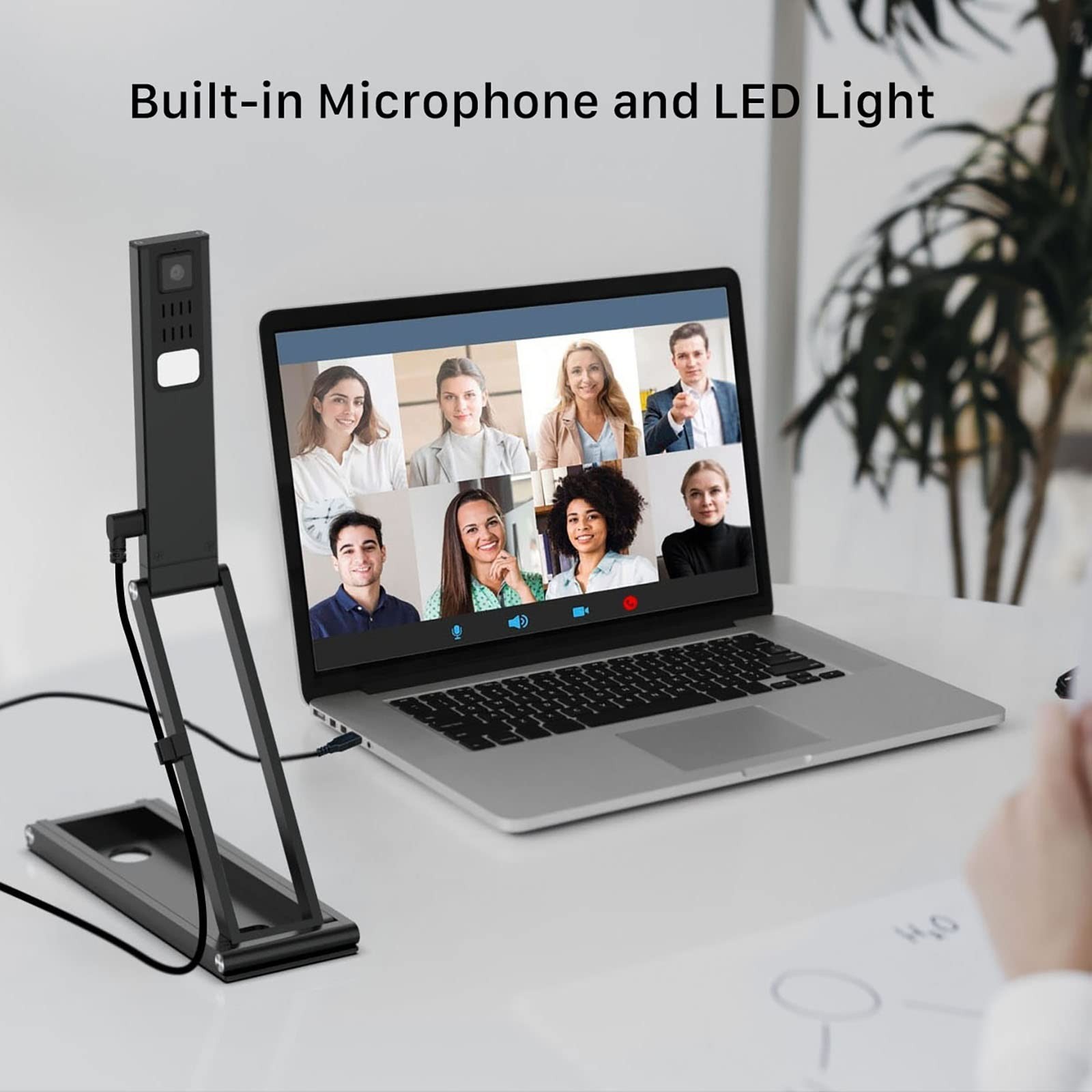Document Camera 4K USB Visualizer Webcam with LED Light