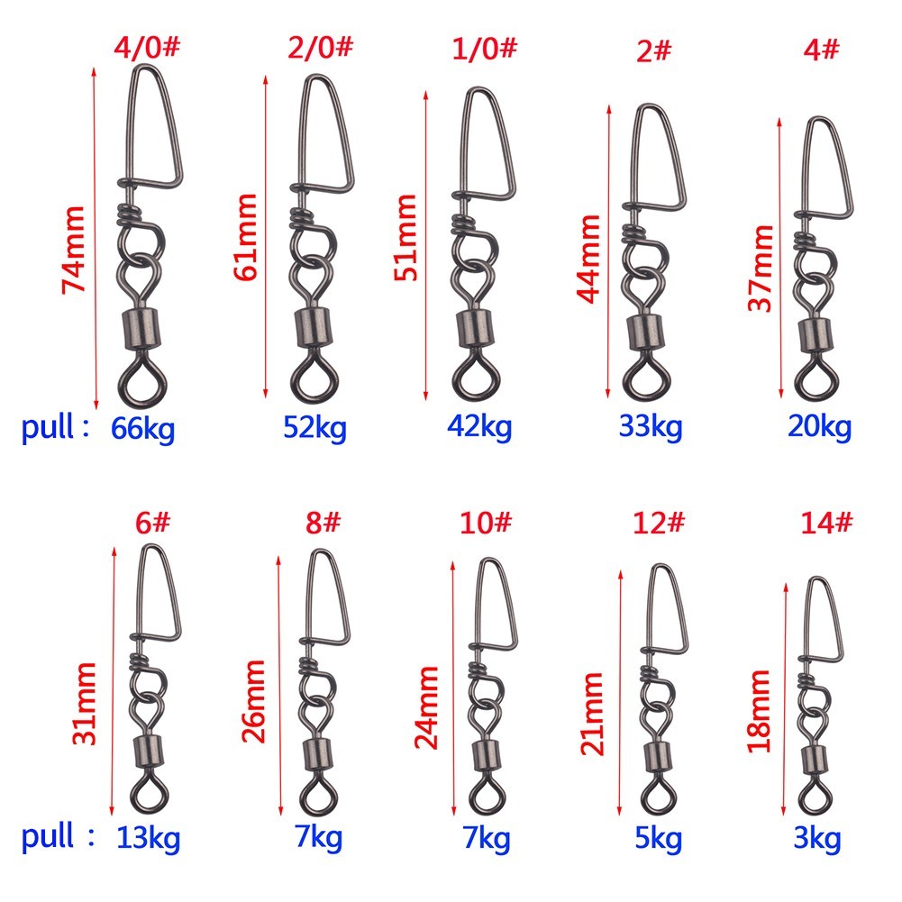 30Pack Ball Bearing Fishing Swivels Snap Coastlock Fishing-Line Connector Parts