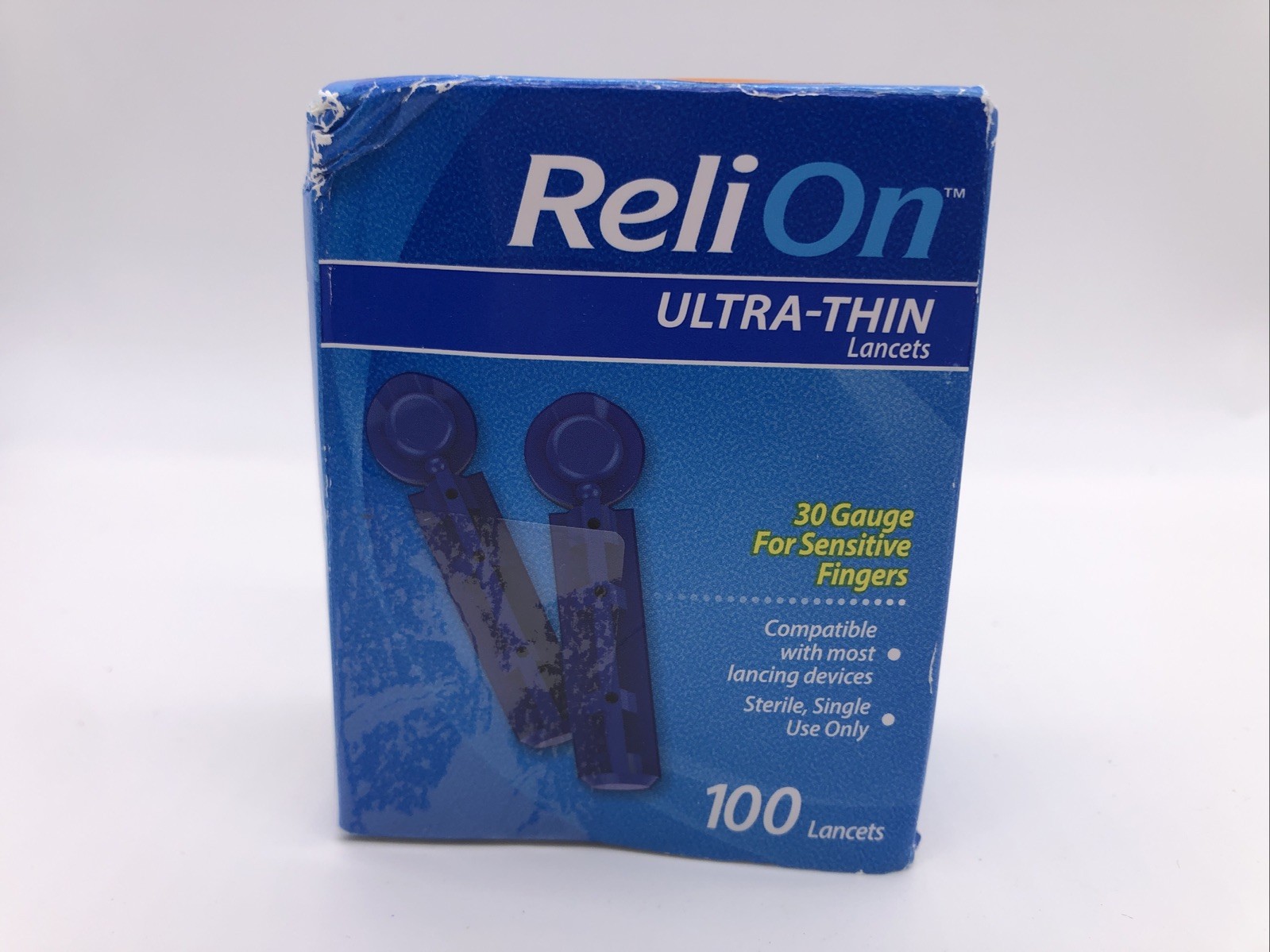 ReliOn 30 Gauge Ultra-Thin Lancets 100ct  ExpDate: 10/2029(damaged box) Ref. 091