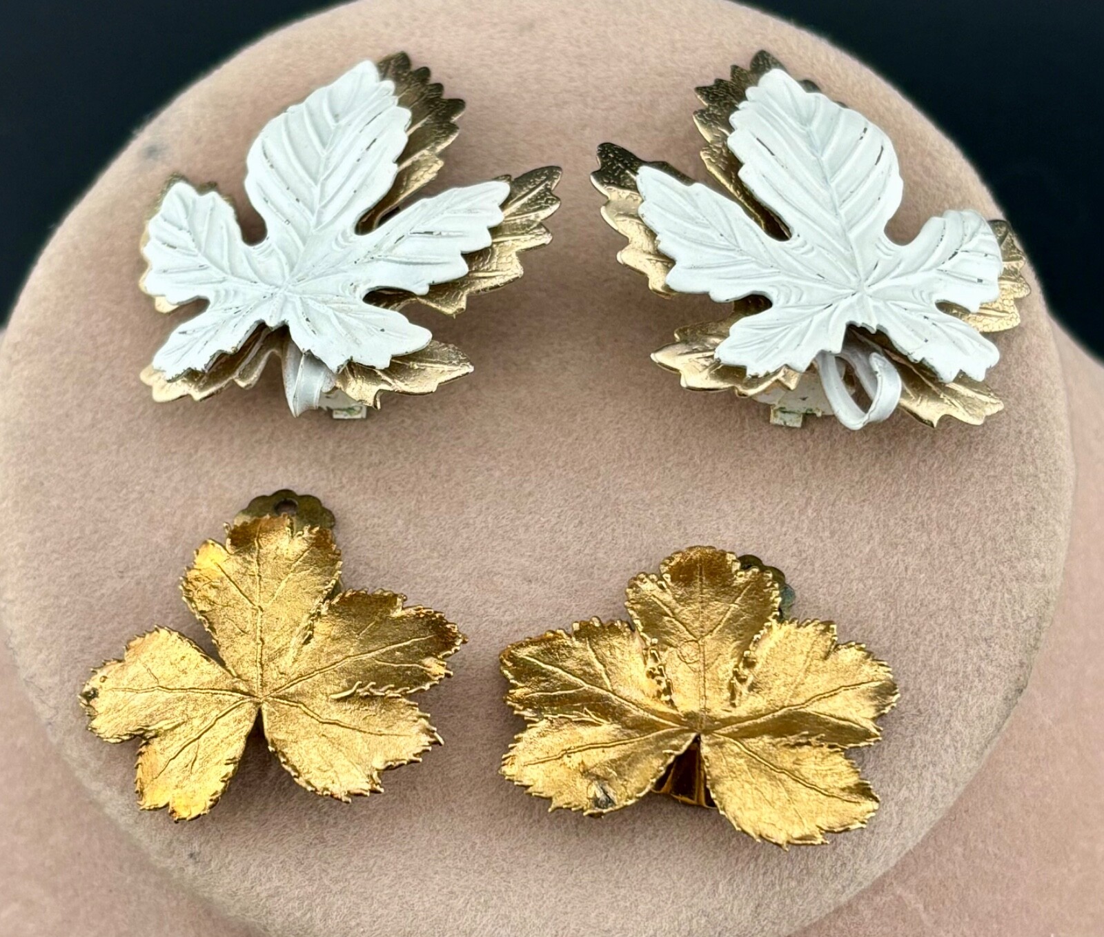 Two Pair of Vintage Leaf Clip-On Earrings NK