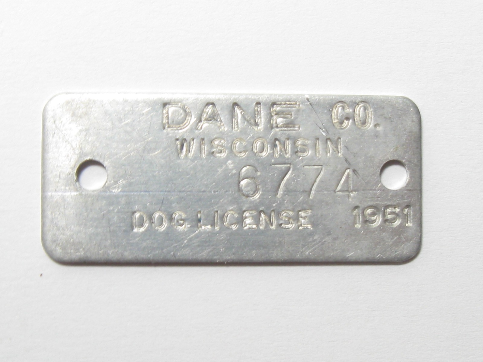 1951 Dane County Wisconsin Dog Tax Tag License - #65006