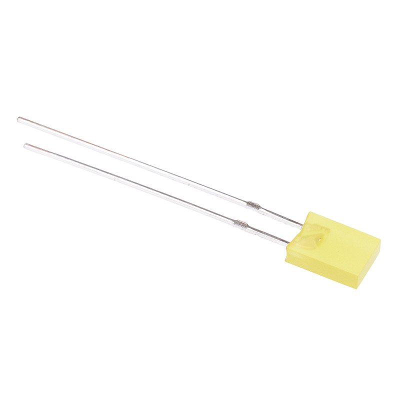 100 x Yellow Rectangular 2 x 5mm Diffused LED 70mcd 130°