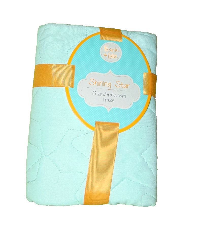 NEW Frank & Lulu Shining Star Standard Sham Quilted Aqua Blue 1 Piece Star Stain