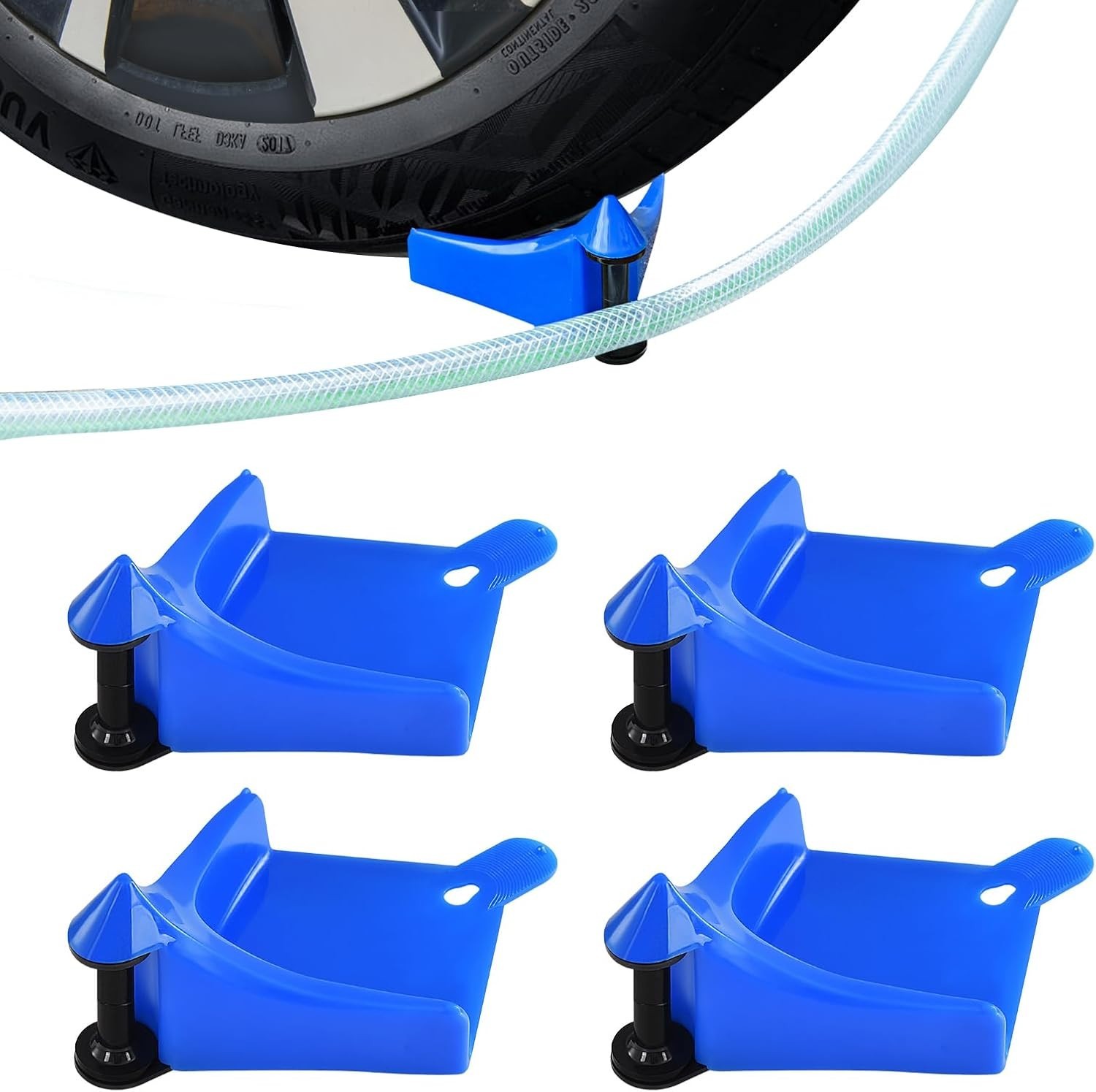 4 PCS Car Hose Guide, Durable Plastic Tire Hose Guide Preventing S Color: Blue