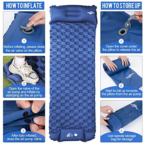 Blue Ultralight Inflatable Sleeping Pad—Bold-In Blue—Camping Sleeping Pad