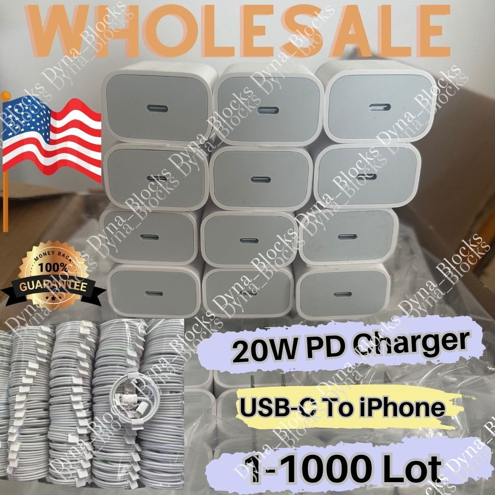 1-1000 Lot 20W USB-C Fast Charger PD Adapter Cable For iPhone 14/13/12/11/X iPad
