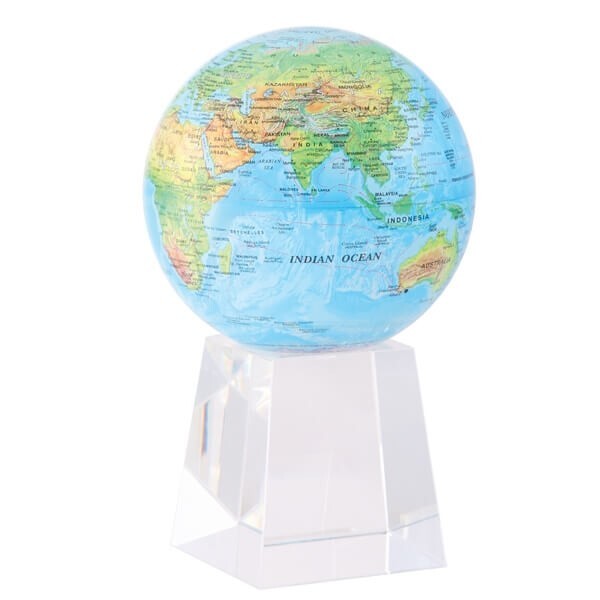 MOVA GLOBE "RELIEF BLUE MOVA GLOBE" 4.5" W/ MED. CRYSTAL BASE (MG-45-RBE-MCB)