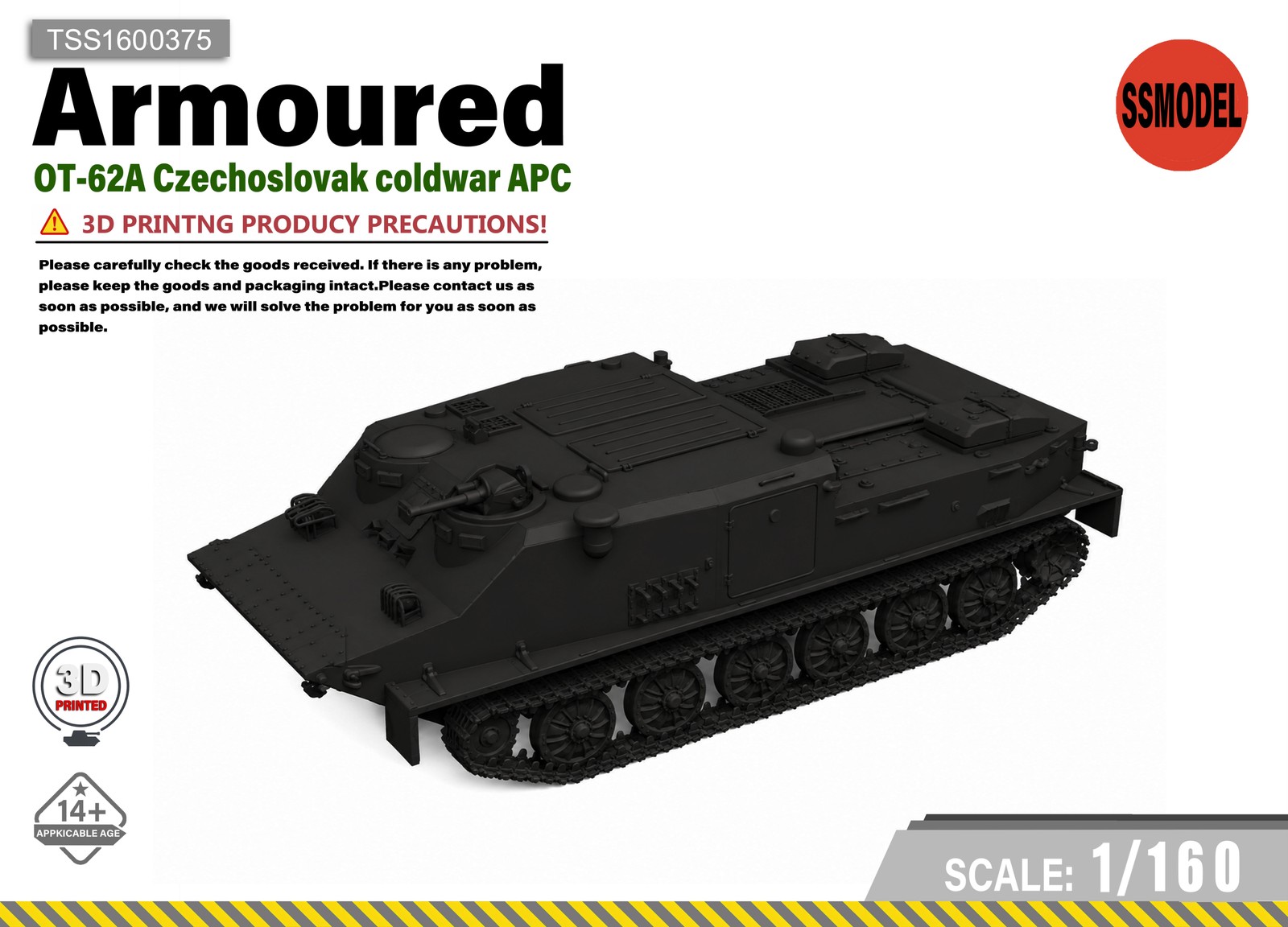 SSMODEL 1/160 OT-62A Czechoslovak Coldwar APC Tank Resin Model Kit TSS1600375