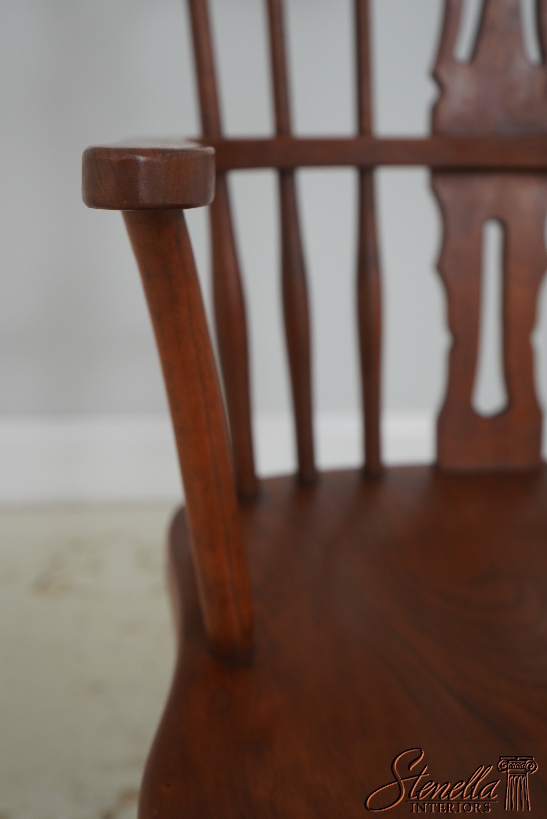 L71863: Set of 6 Solid Cherry Brace Back Windsor Chairs