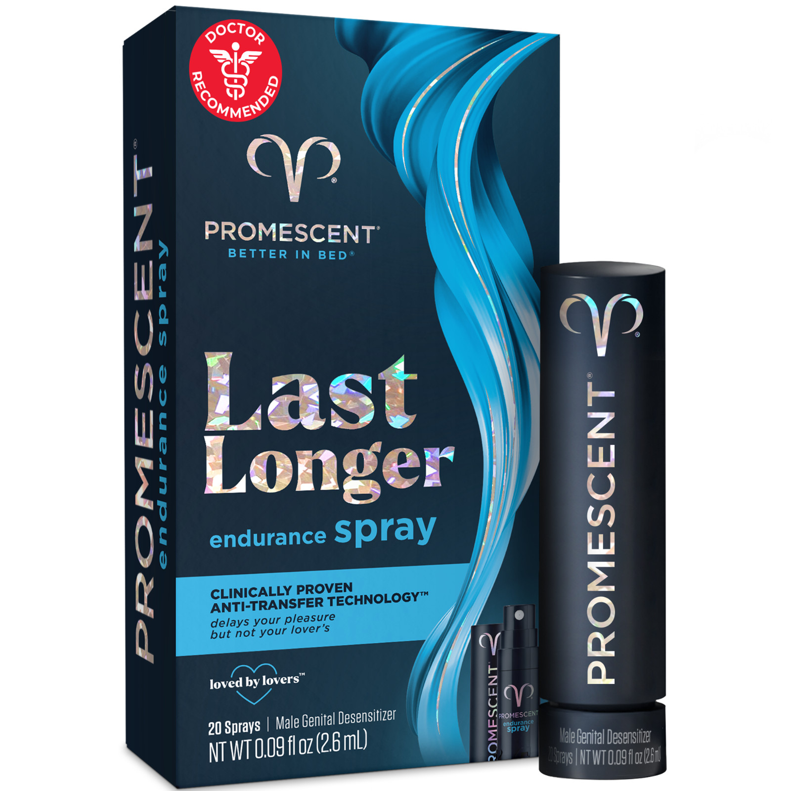 Promescent Men’s Delay Spray (2.6ml) & Delay Wipes Last Longer in Bed Bundle