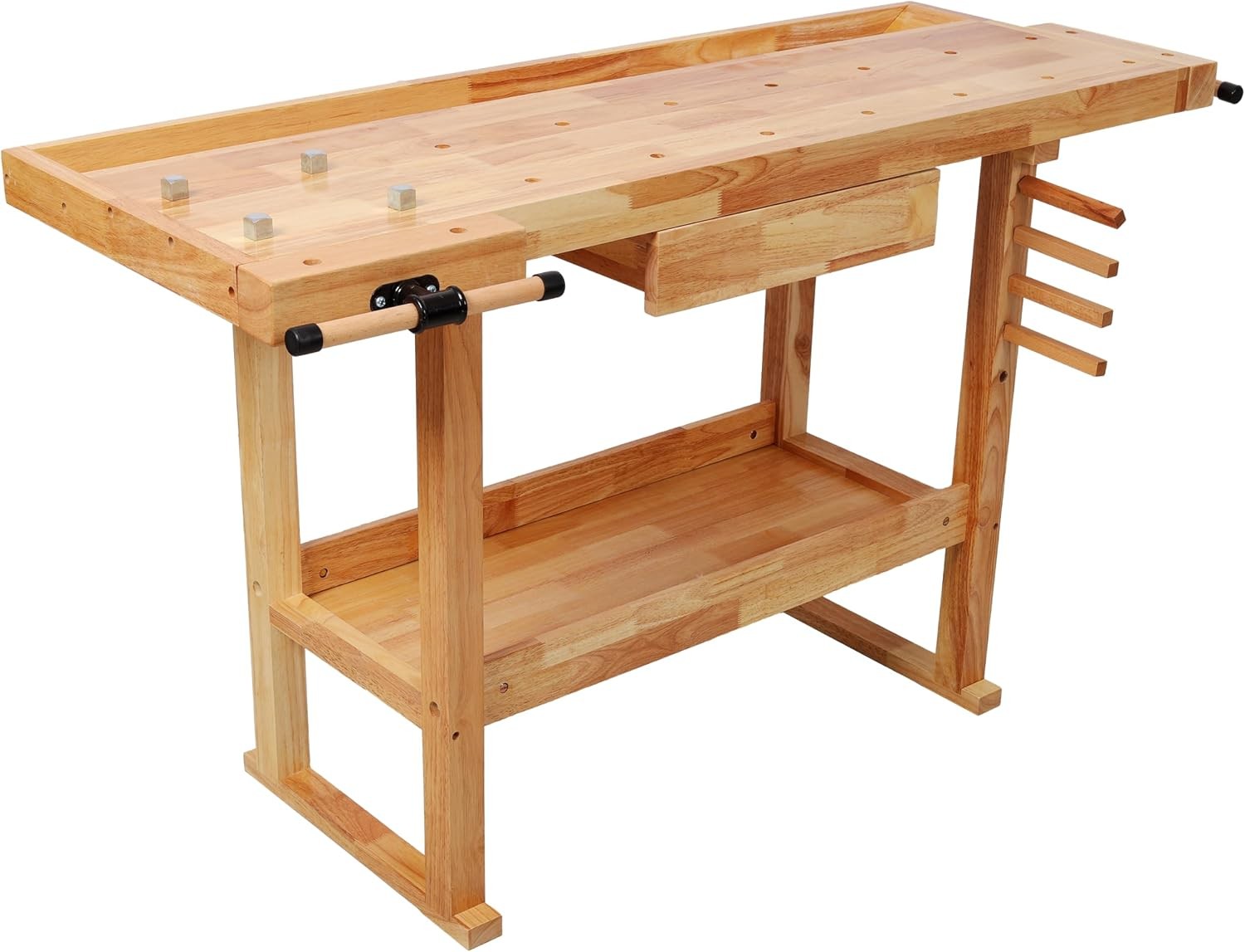 55in Wood Workbench Heavy Duty Woodworking Bench with Adjustable Handle 300Lbs