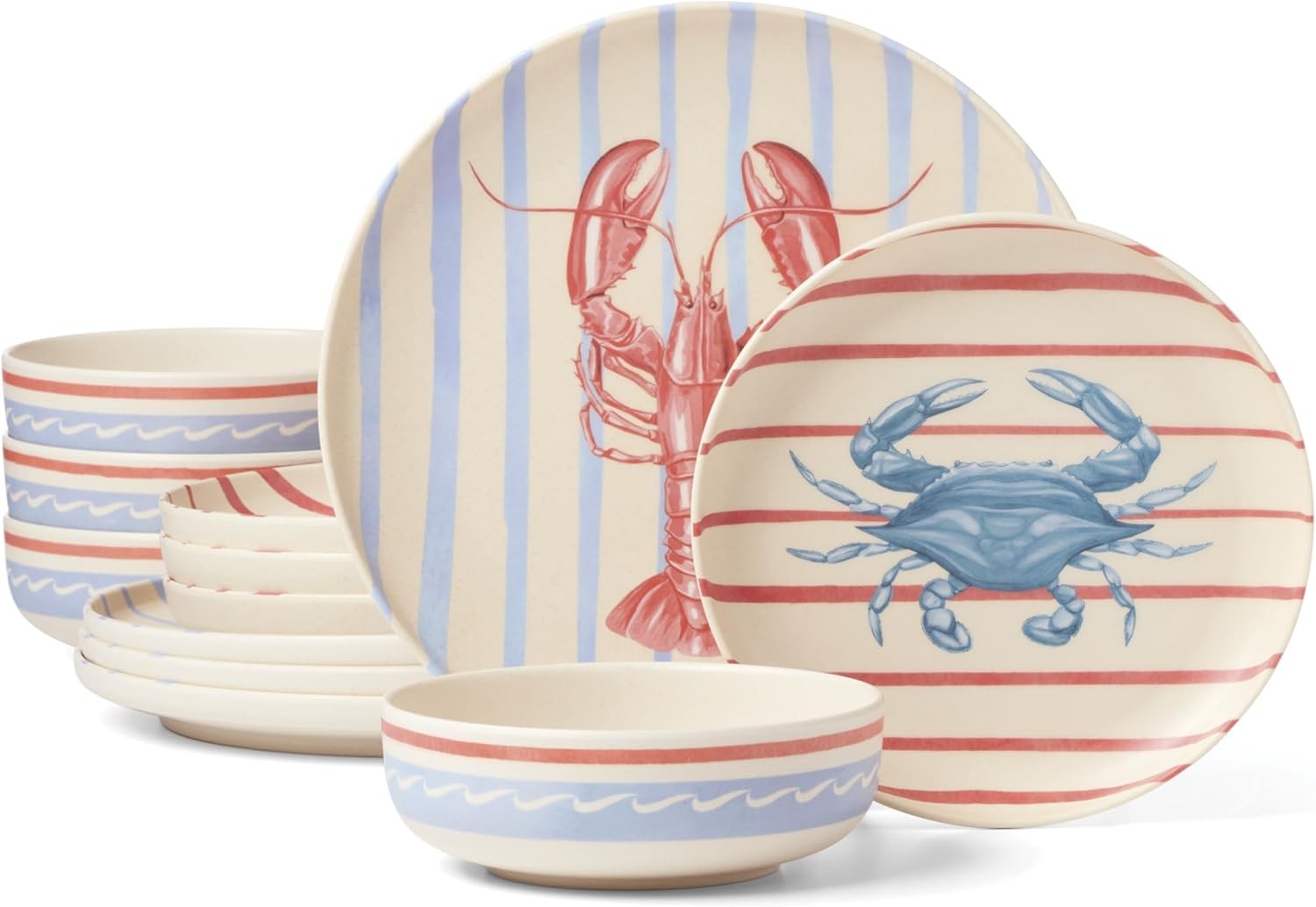 Dinnerware Sets, 24 Seven Melamine, Wharfside 12-Piece Dinnerware Set, Service