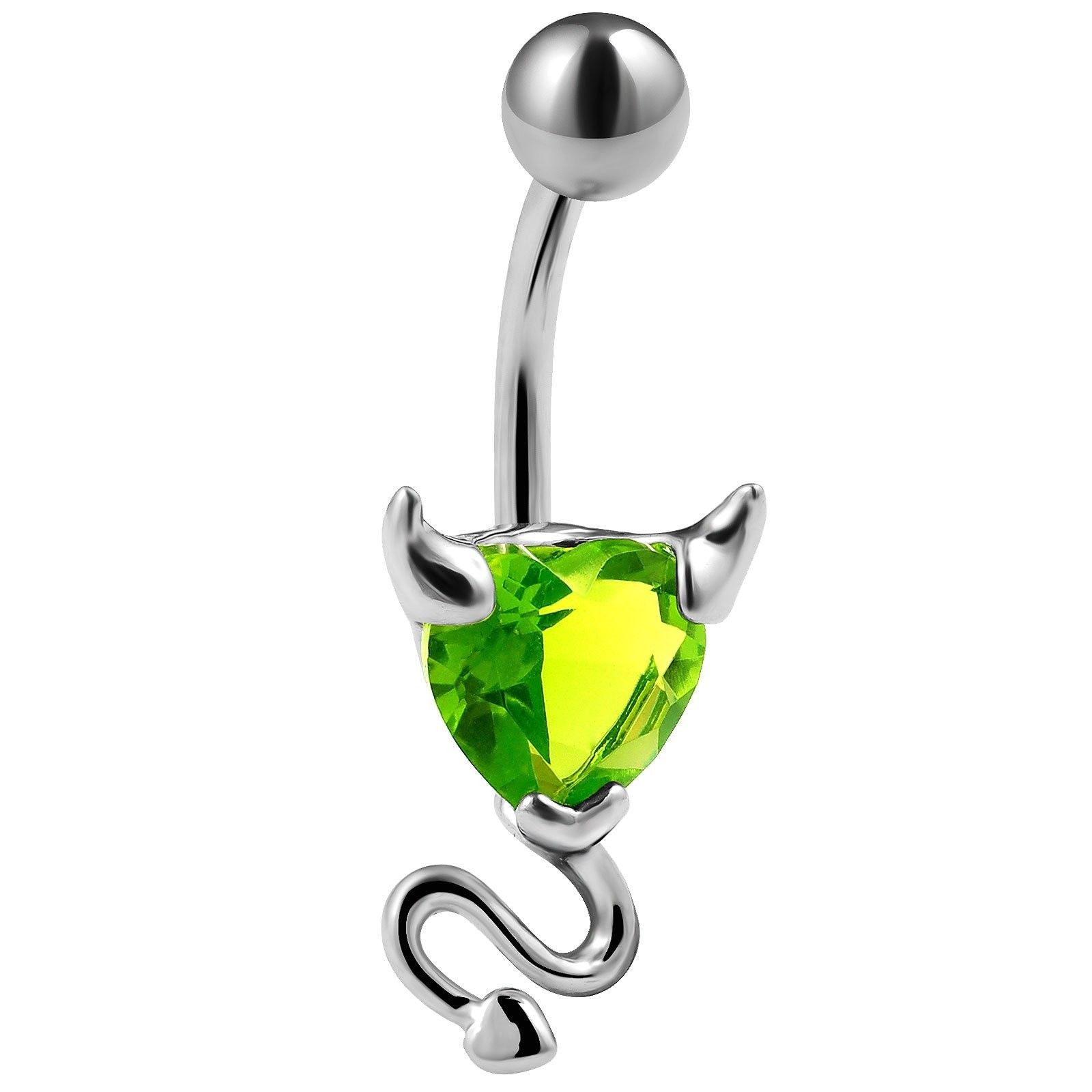 14g 3/8 Belly Button Navel Ring 316L Surgical Steel Bar Stud Heart Devil Cubi...