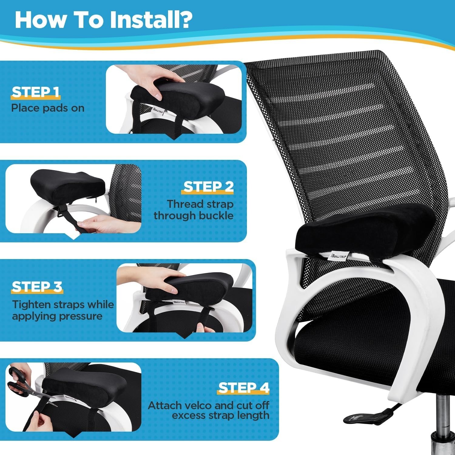 Ergonomic Armrest Cushions with Velvet Covers – Ideal for Long Sitting