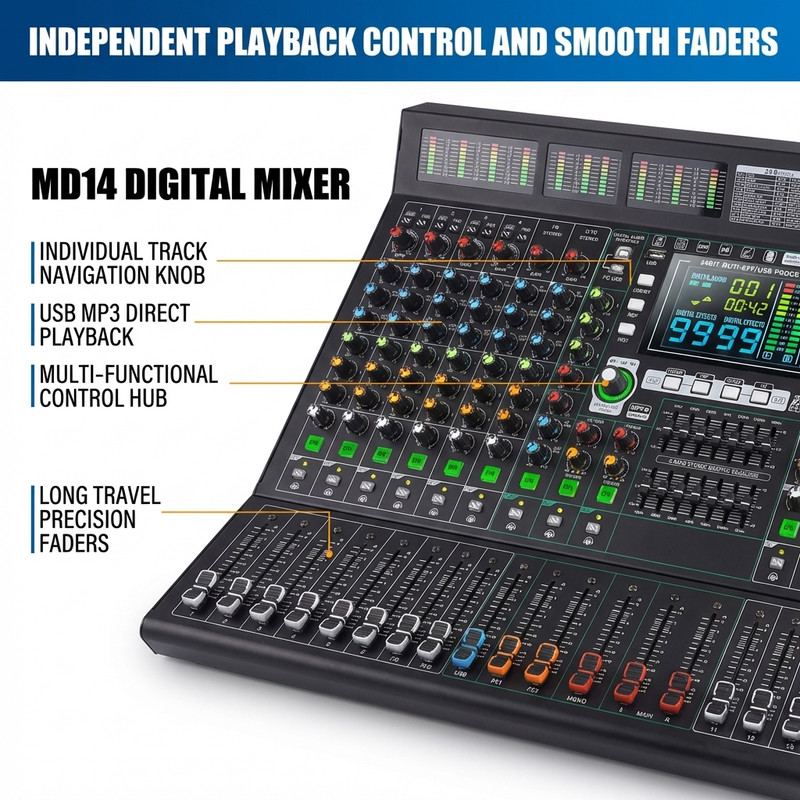 14-channel professional mixer with 99DSP effects / Bluetooth / USB connectors