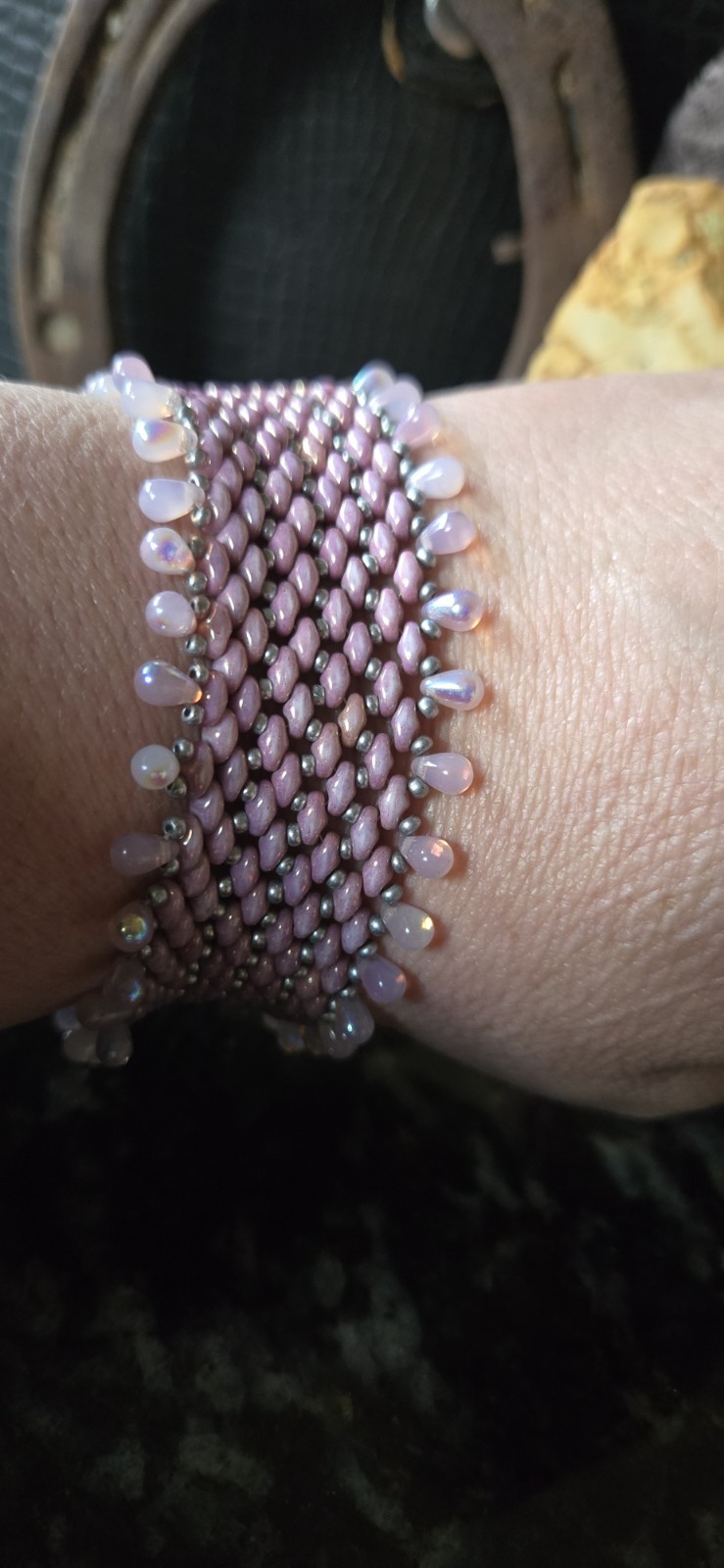 One-of-a-Kind Pink & Silver Beaded Bracelet