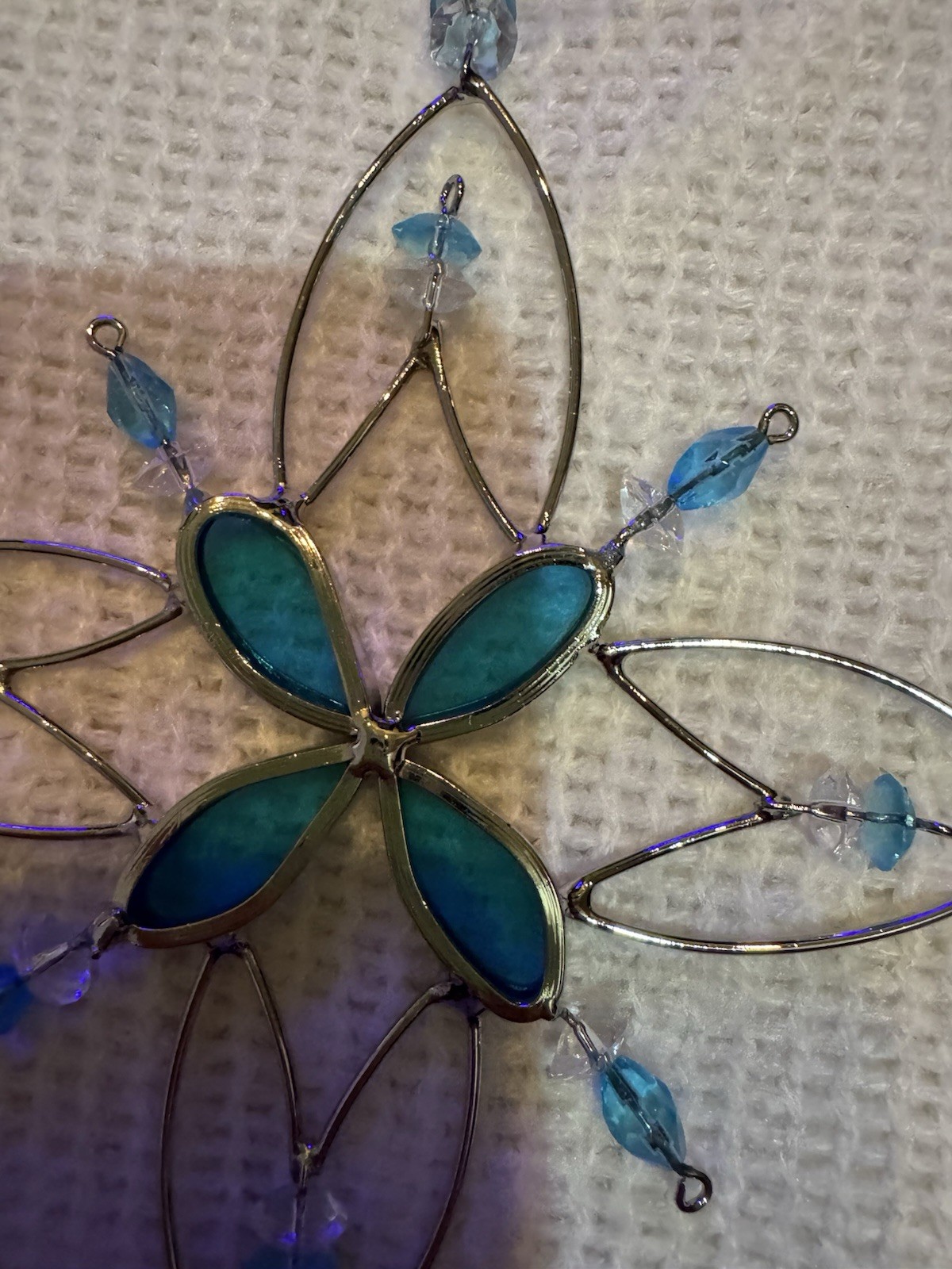 2 Snowflake Sun Catchers Teal Aqua
