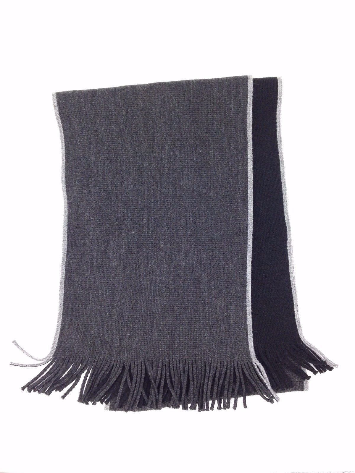 $95 Bloomingdales Men'S Black Gray Knit Warm Winter Casual Shawl Muffler Scarf