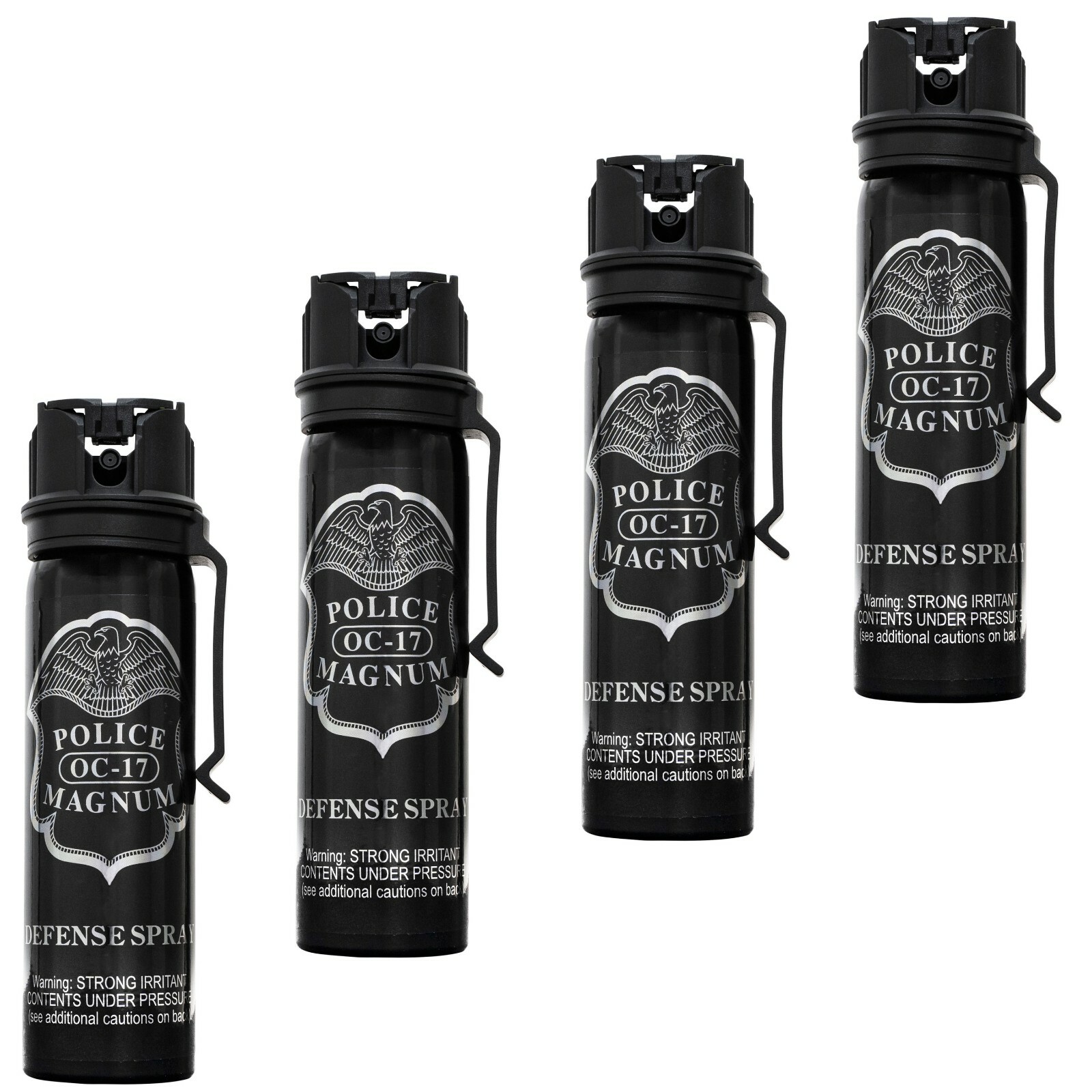 4 POLICE MAGNUM Pepper Spray 4 ounce Flip Top Belt Clip Stream Defense Security