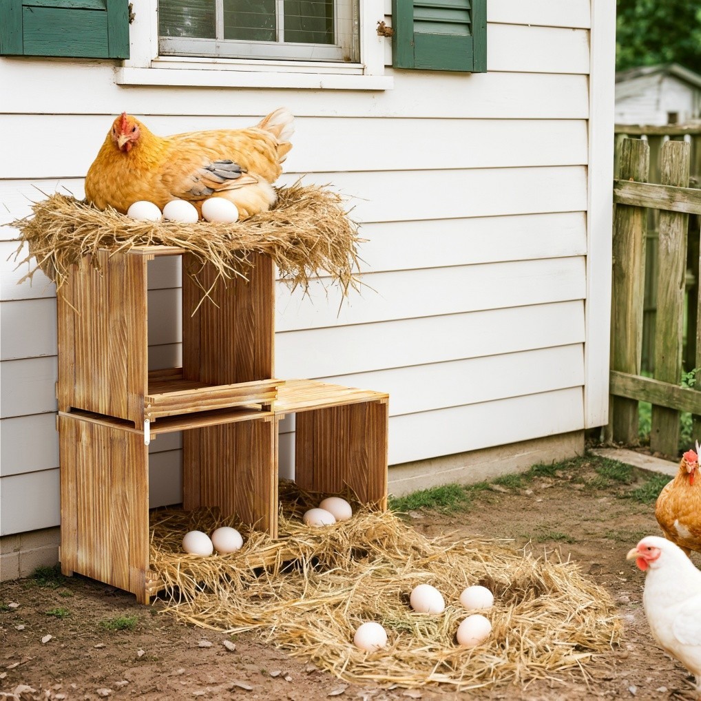 Stackable Chicken Hen Coop Hutch 3 Holes Nesting Box DIY Lay Egg Poultry Boxes