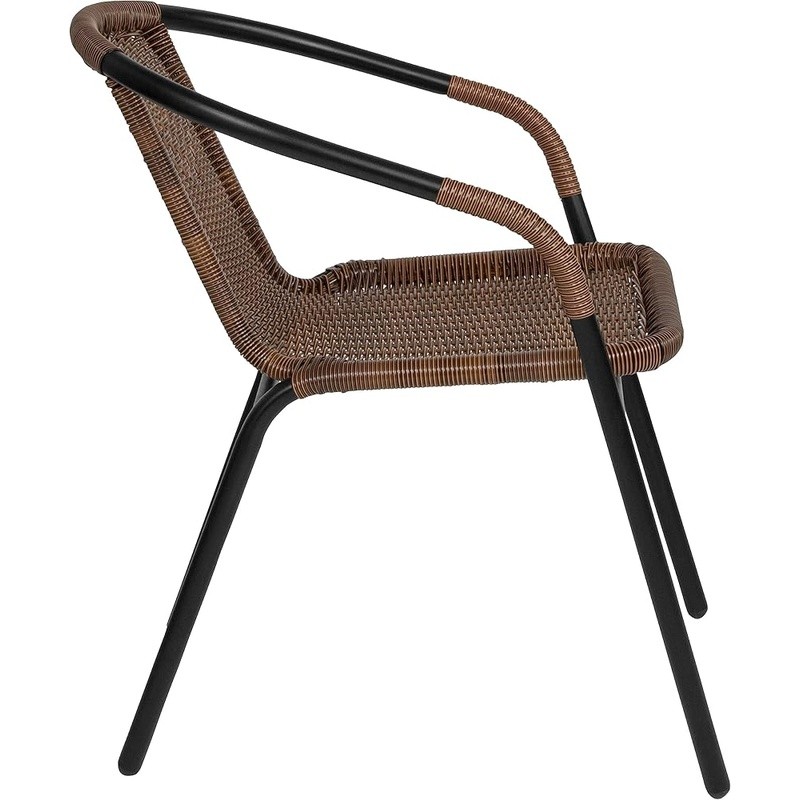 Set of 2 Rattan Chair Indoor Outdoor Ergonomic Stackable Dining Chairs