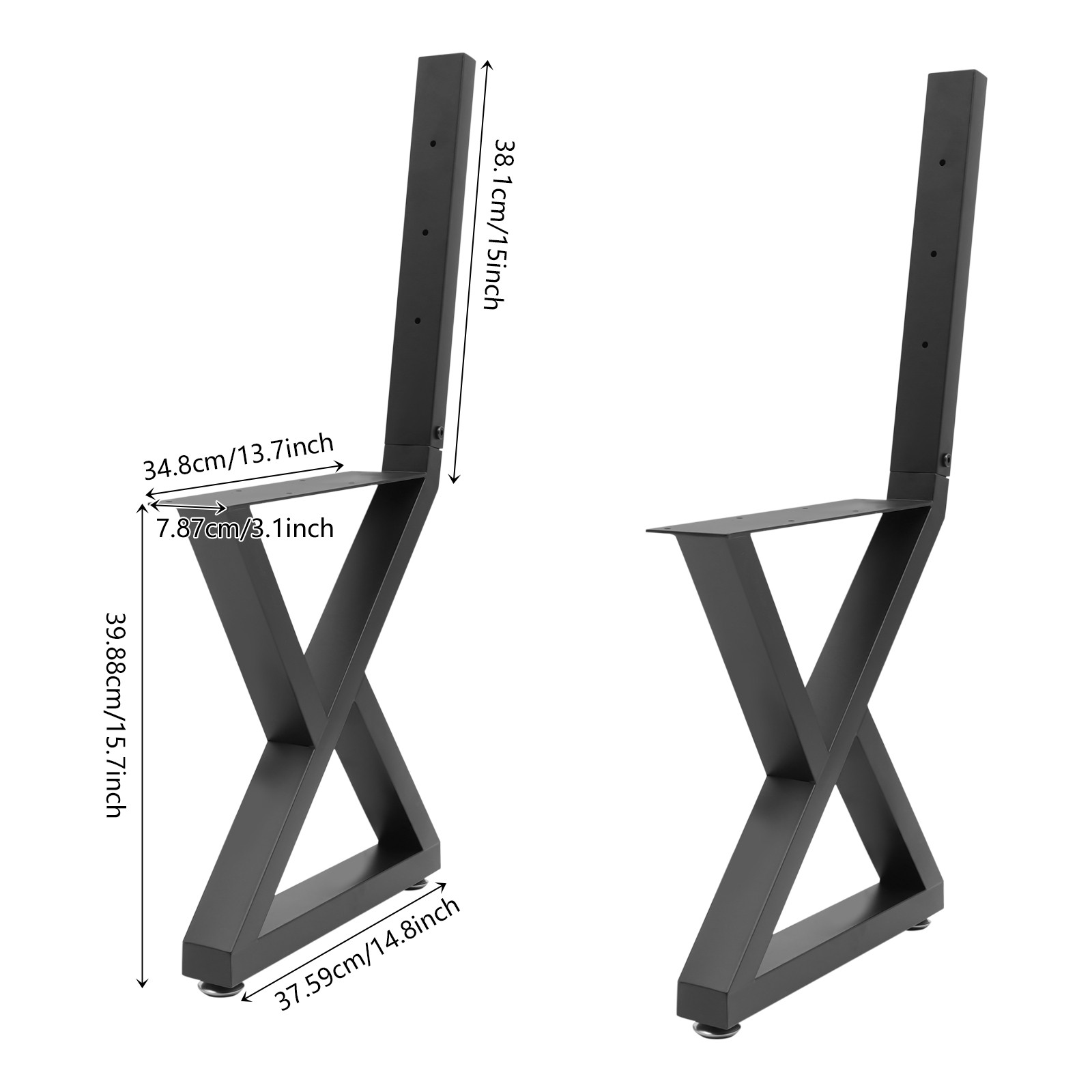 2PCS Bench Legs, Triangle Metal Bench Legs, Bench Legs with Backrest Bracket
