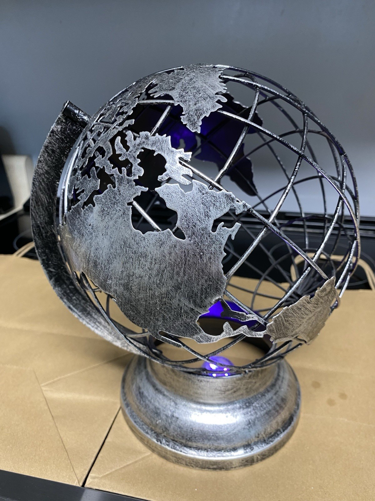 Metal Globe , Home Decor , Gas A Battery Operated Light