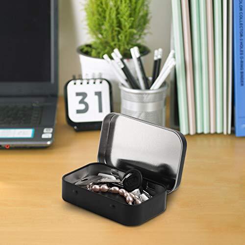 40 Pack Metal Rectangular Hinged Tins, Matte Black Mini Portable Box Containers