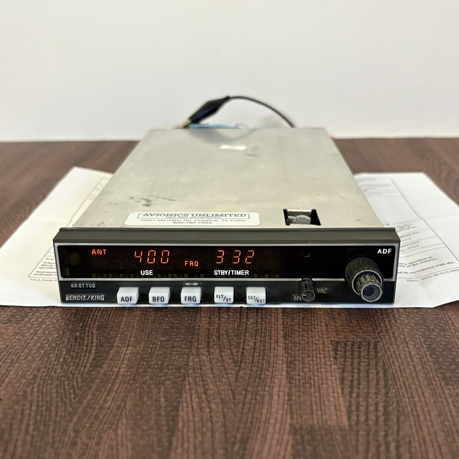 Bendix King KR 87 ADF Receiver 066-1072-00 Repaired with FAA 8130-3 Form