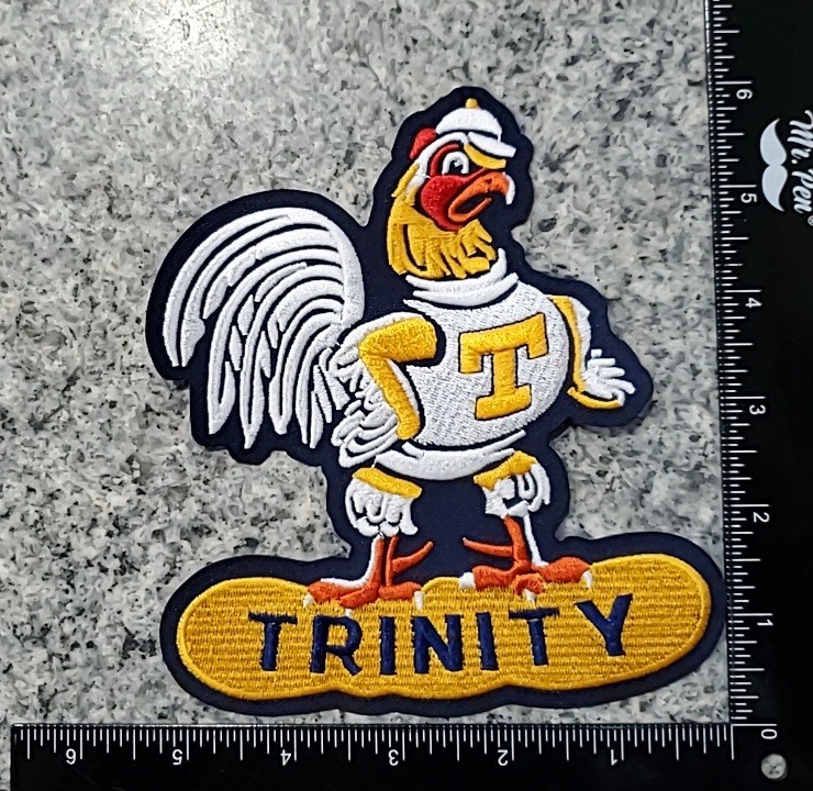 XL Trinity College Bantams Logo Patch. Hartford Conn Embroidered. Iron On. 6"