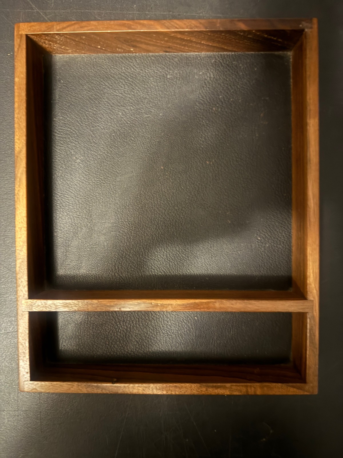Premium Wooden Dice Tray with Storage Vault Padded Leather Leatherette Mat