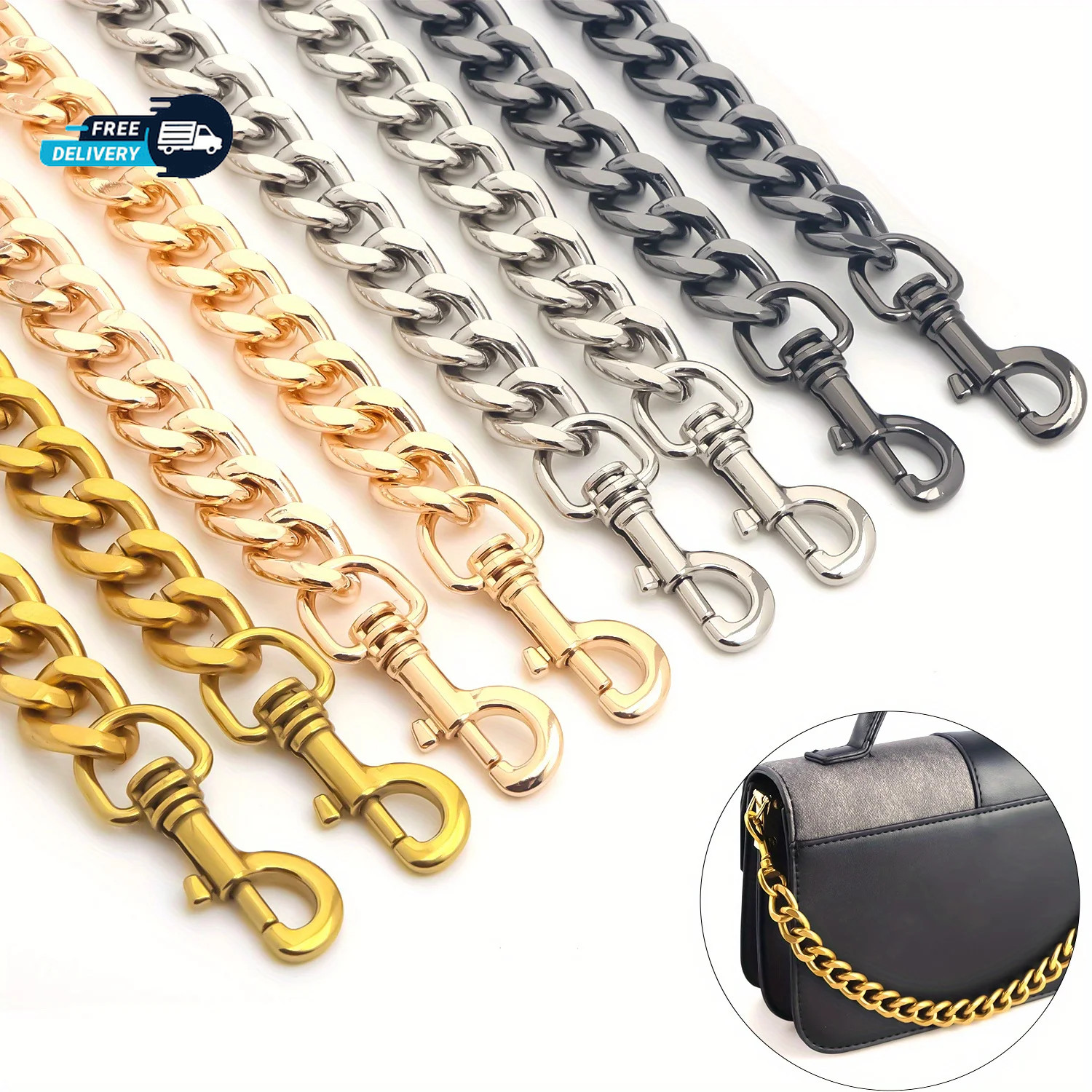 Thick Purse Chain Replacement Women Bag Handles Shoulder Strap DIY Bag Part Acce