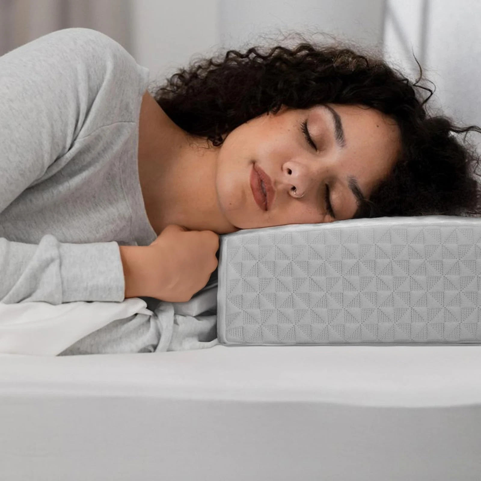 Cube Pillow Pro for Side Sleepers Memory Standard-24"x12"x5", Grey