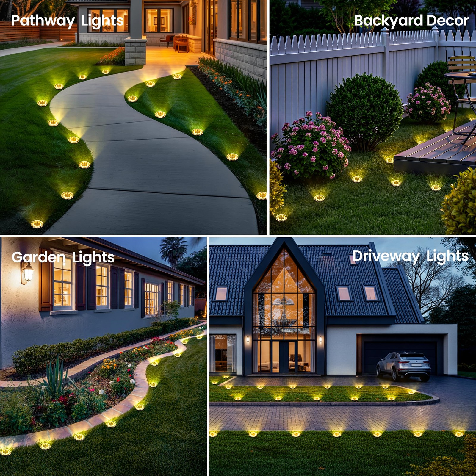 PATIOWIN 20 Pack Small Solar Ground Lights, Pathway 20 Pack, Warm White