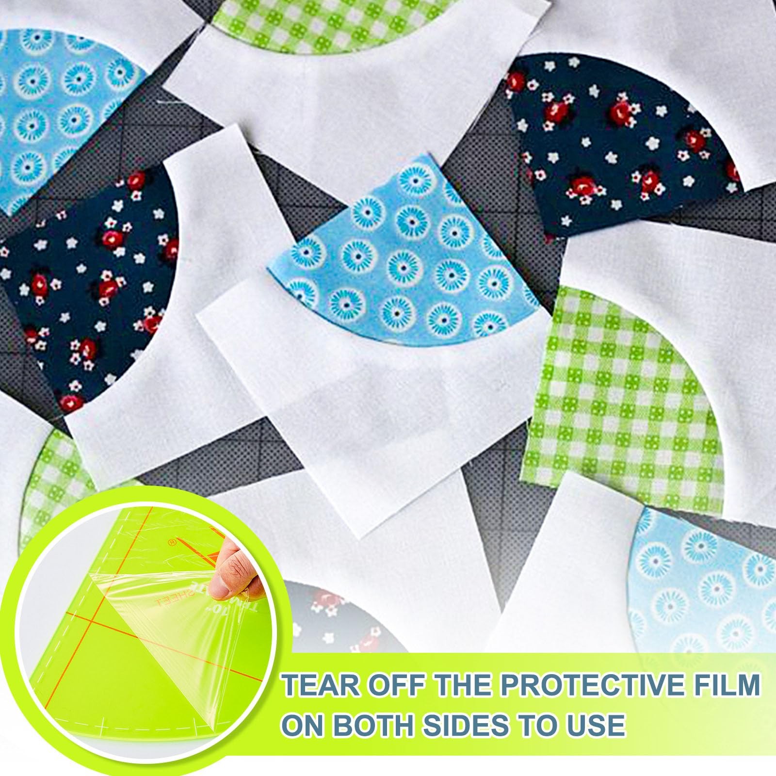 3 PCS Drunkards Path Quilting Template Ruler Set Green 10/7/4 Inch